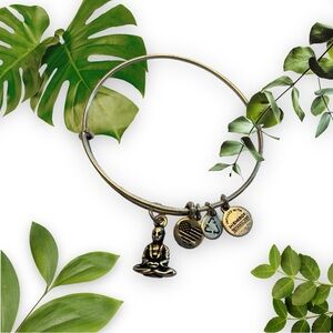 Alex and Ani Sacred Buddha Rafaellian Silver Adjustable Charm Bangle Bracelet